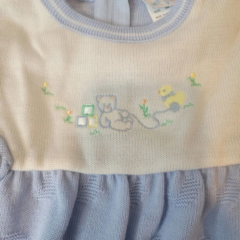 NWT Petit Ami Blue Bear Romper Baby Boys 6M 6 Months